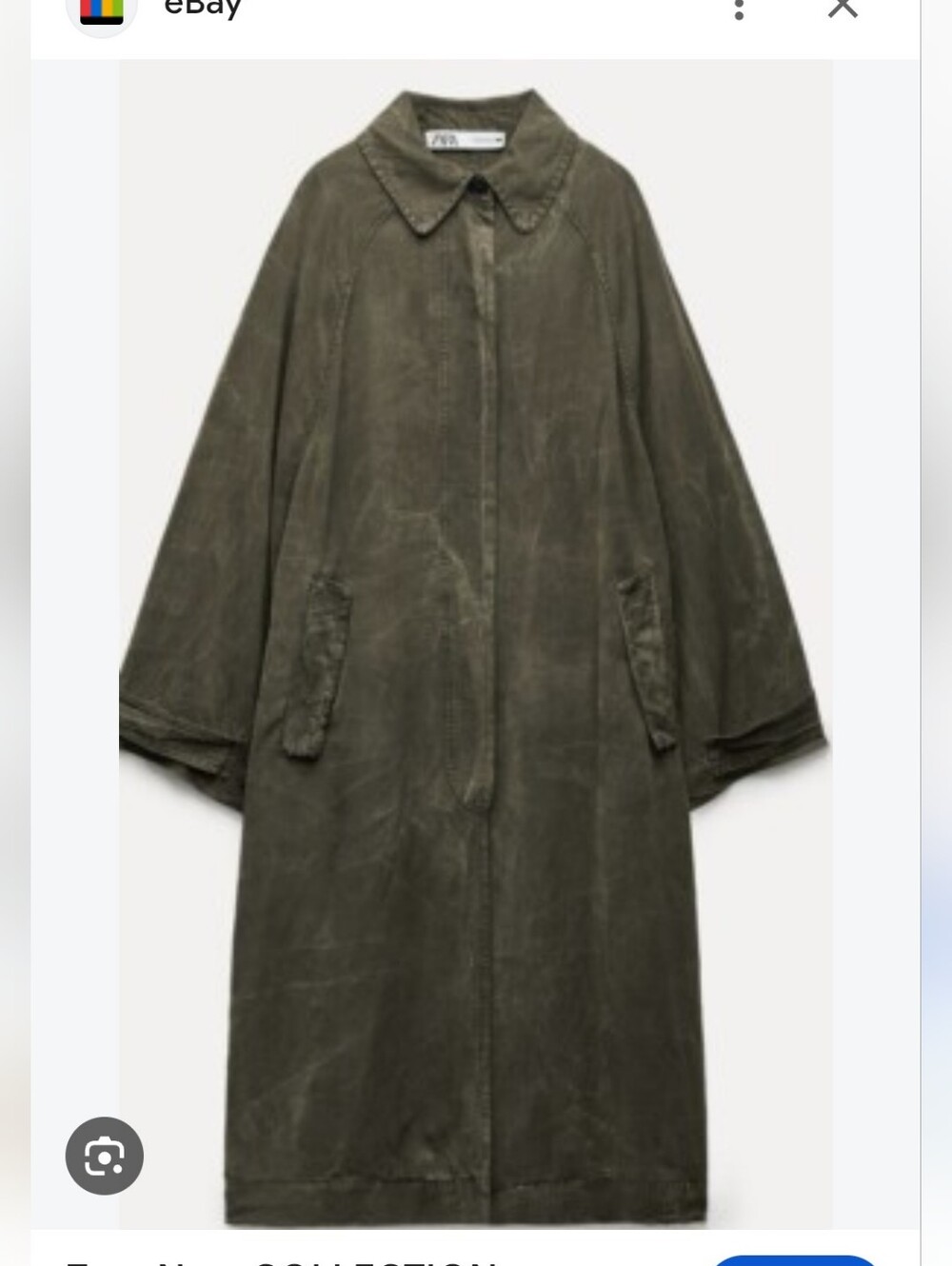ZARA | Washed Lyocell Linen Trench Coat Military Green Sz M